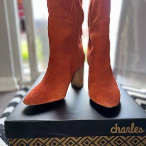 Charles By David Rust Suede Mid Calf Boots 7.5.